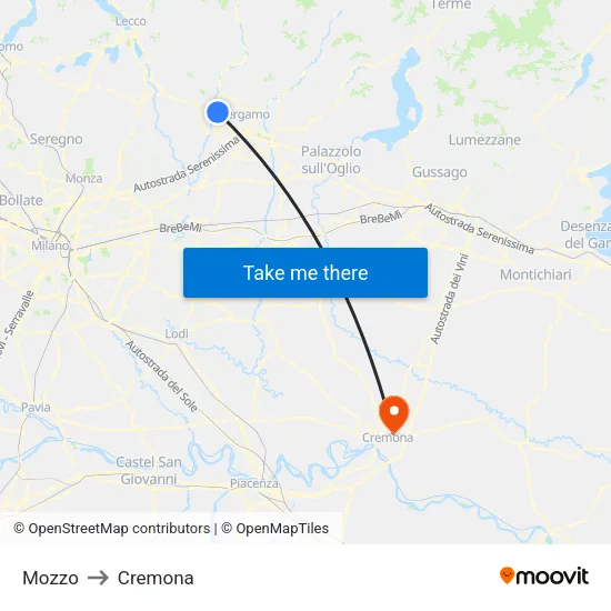 Mozzo to Cremona map