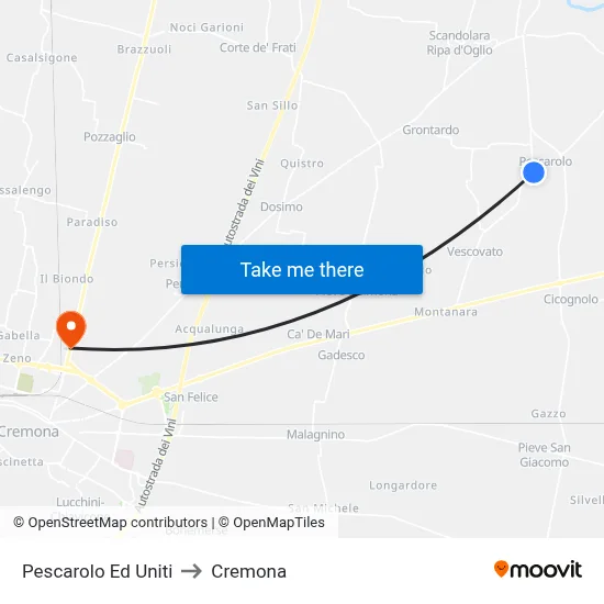 Pescarolo Ed Uniti to Cremona map