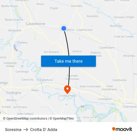 Soresina to Crotta D' Adda map