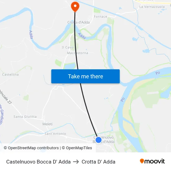 Castelnuovo Bocca D' Adda to Crotta D' Adda map