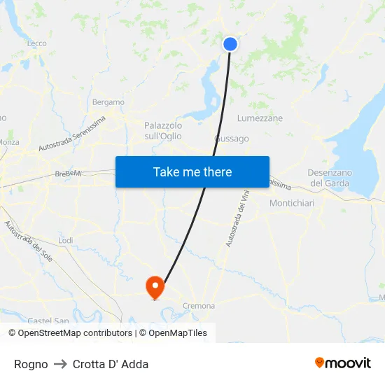 Rogno to Crotta D' Adda map