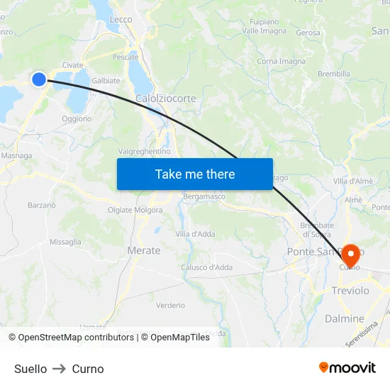 Suello to Curno map