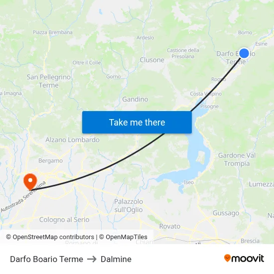 Darfo Boario Terme to Dalmine map