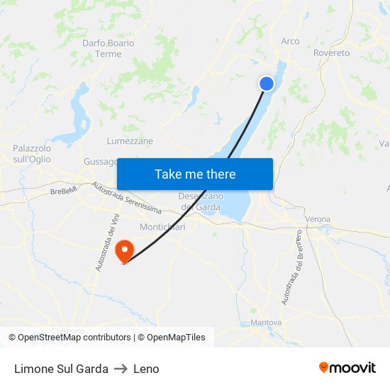 Limone Sul Garda to Leno map