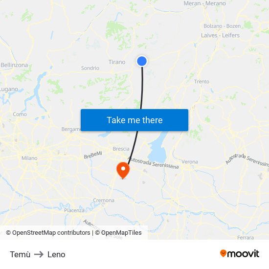 Temù to Leno map