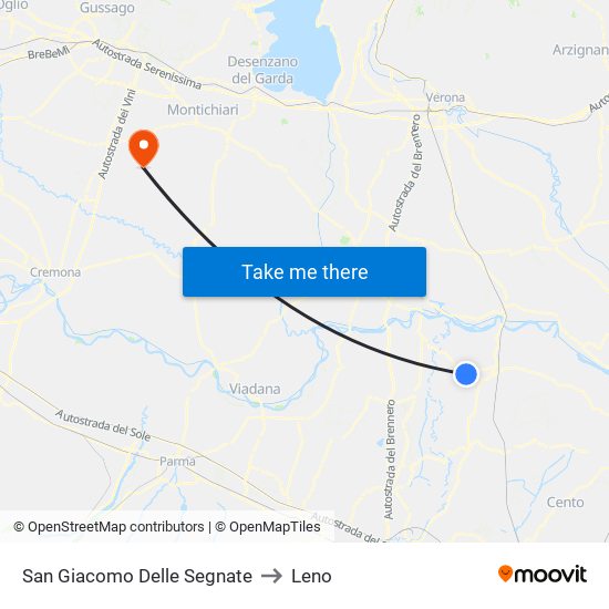 San Giacomo Delle Segnate to Leno map
