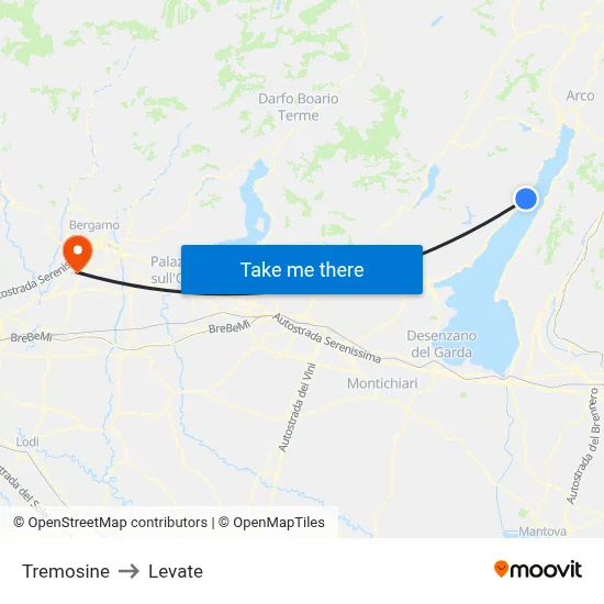 Tremosine to Levate map