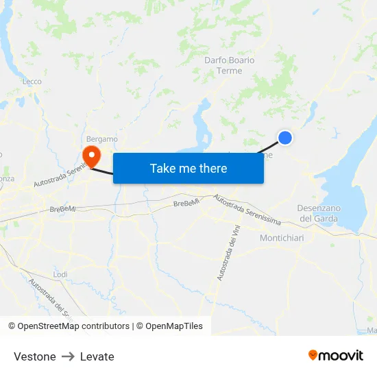 Vestone to Levate map
