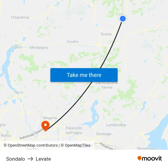 Sondalo to Levate map
