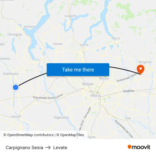 Carpignano Sesia to Levate map