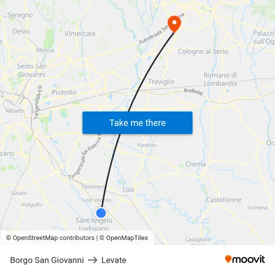 San Giovanni Borough to Levate map