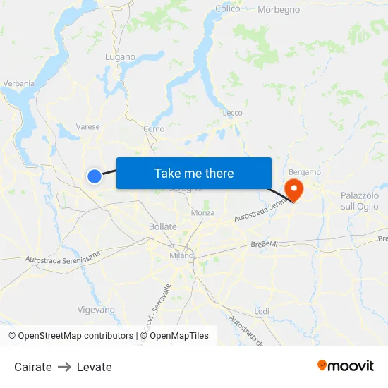 Cairate to Levate map