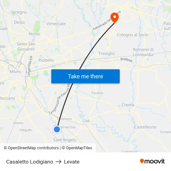 Casaletto Lodigiano to Levate map