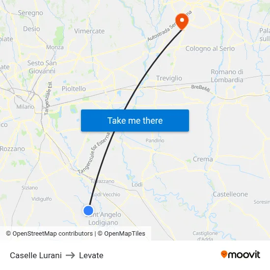 Caselle Lurani to Levate map