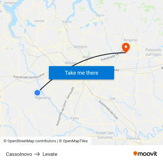 Cassolnovo to Levate map