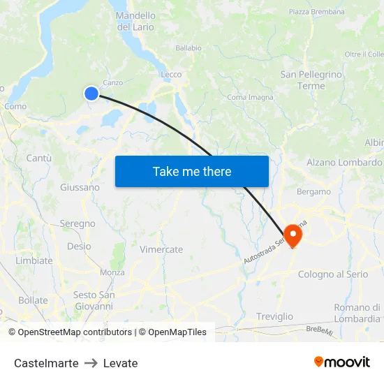 Castelmarte to Levate map