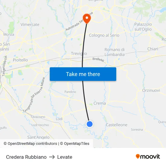 Credera Rubbiano to Levate map