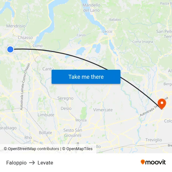 Faloppio to Levate map