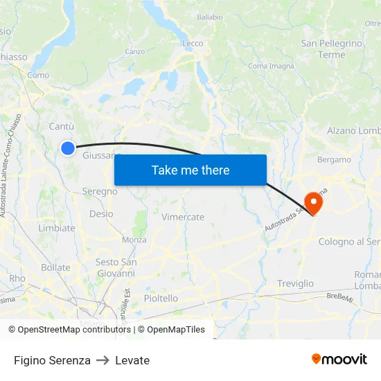 Figino Serenza to Levate map