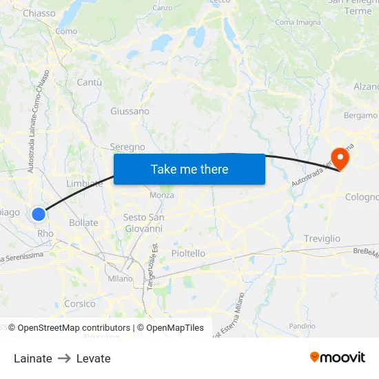 Lainate to Levate map