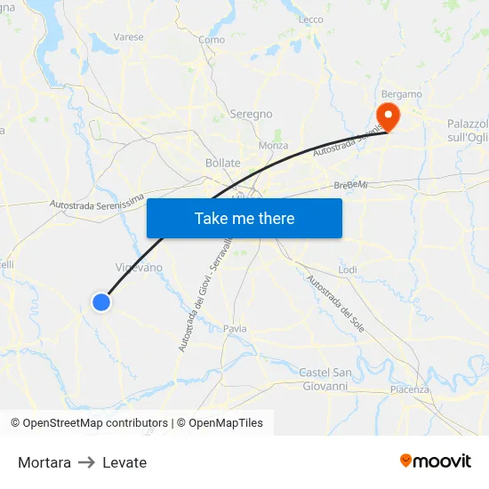 Mortara to Levate map