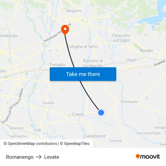 Romanengo to Levate map