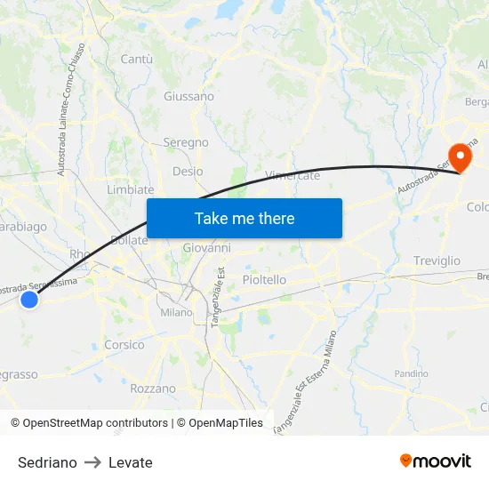 Sedriano to Levate map