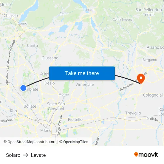 Solaro to Levate map