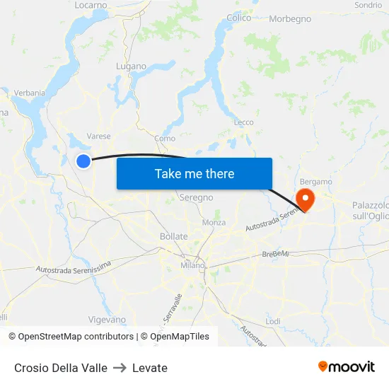 Crosio Della Valle to Levate map