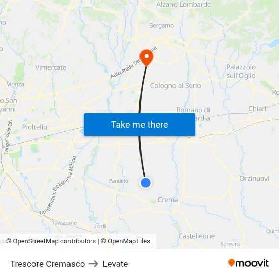 Trescore Cremasco to Levate map