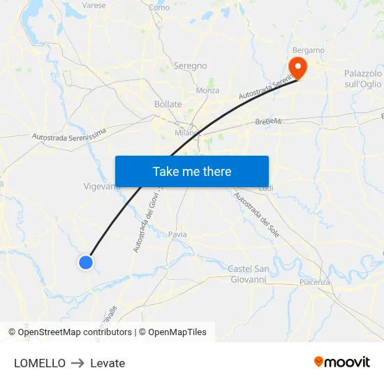 Lomello to Levate map