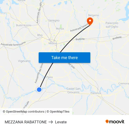 Mezzana Rabattone to Levate map