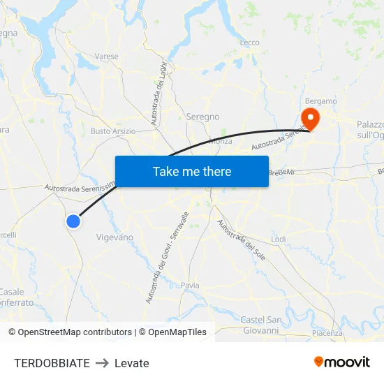 Terdobbiate to Levate map