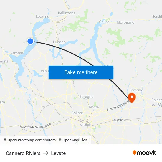 Cannero Riviera to Levate map