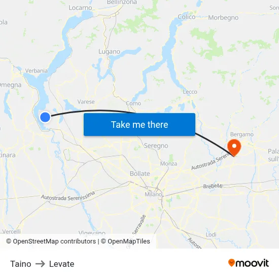 Taino to Levate map