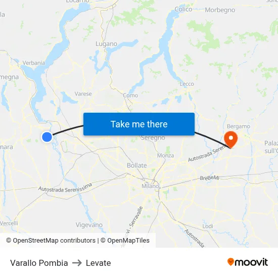 Varallo Pombia to Levate map