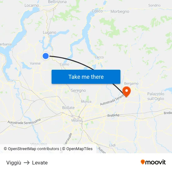 Viggiù to Levate map