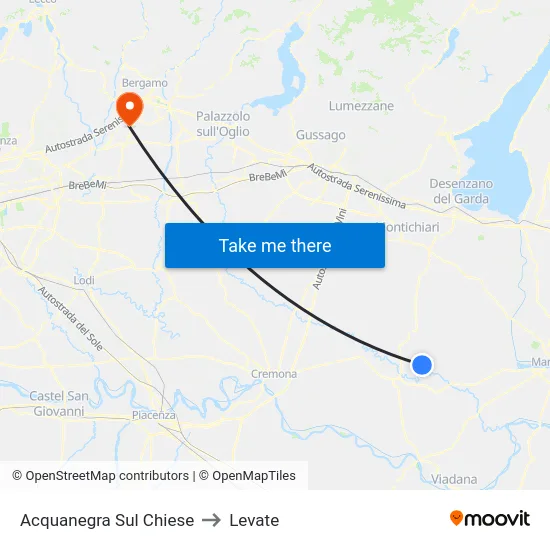 Acquanegra sul Chiese to Levate map