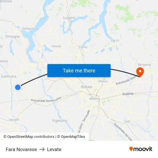 Fara Novarese to Levate map