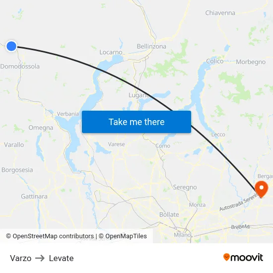 Varzo to Levate map
