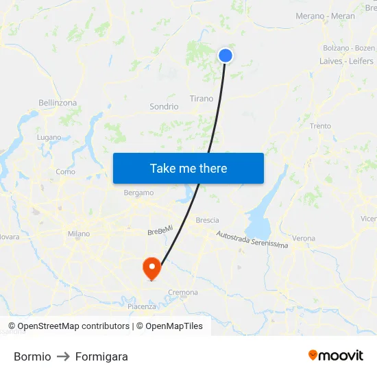 Bormio to Formigara map