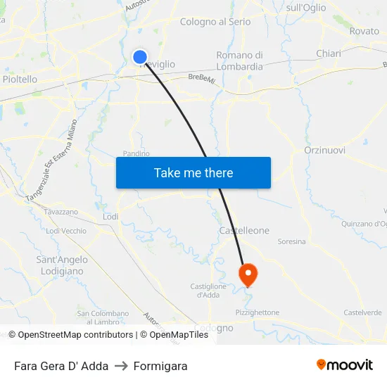 Fara Gera D' Adda to Formigara map