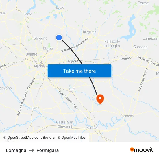 Lomagna to Formigara map