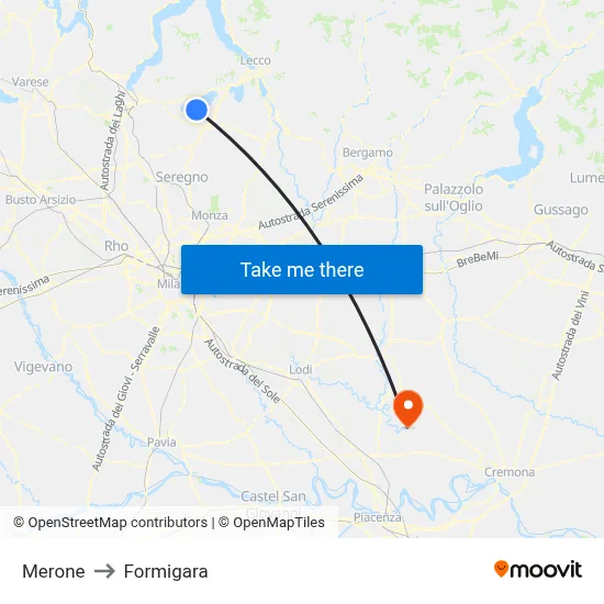 Merone to Formigara map
