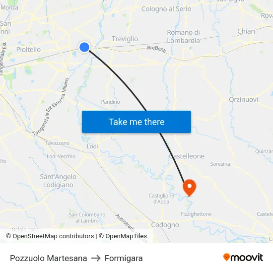 Pozzuolo Martesana to Formigara map