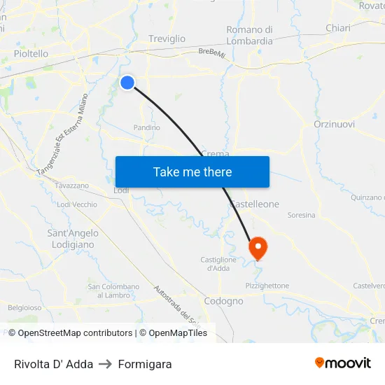 Rivolta D' Adda to Formigara map