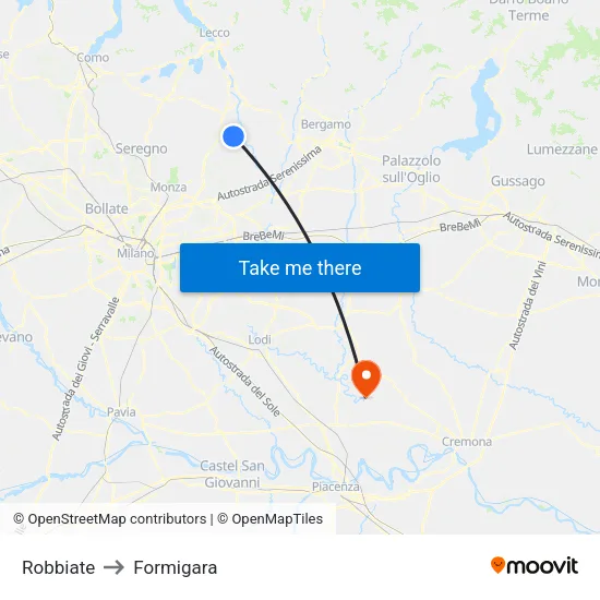 Robbiate to Formigara map