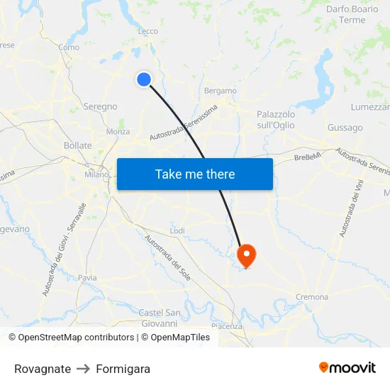 Rovagnate to Formigara map