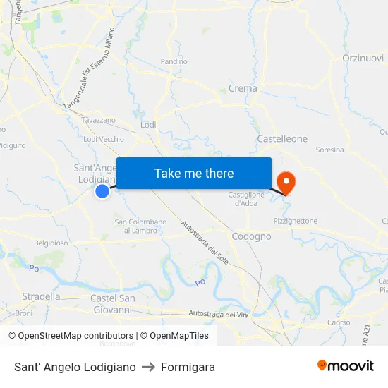 Sant' Angelo Lodigiano to Formigara map