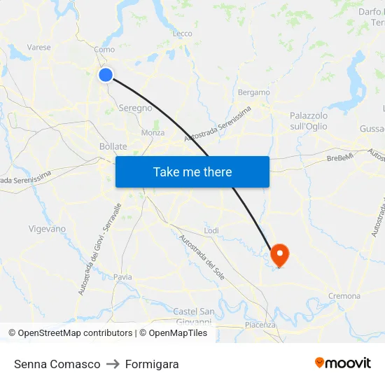 Senna Comasco to Formigara map